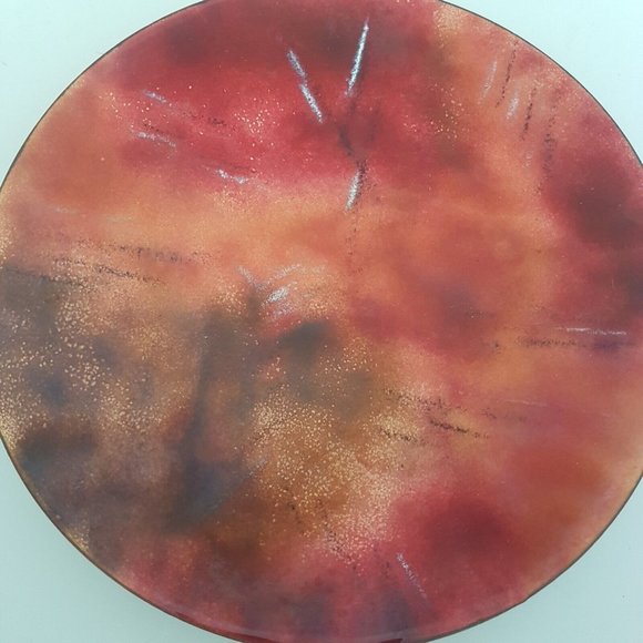 Vintage Designed Enamel on Copper Art Design Dish Plate Trinket Not Marked - Picture 10 of 11